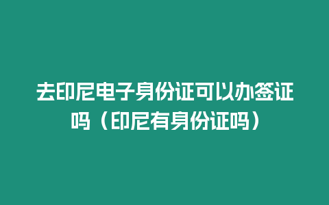 去印尼電子身份證可以辦簽證嗎（印尼有身份證嗎）