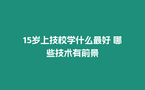 15歲上技校學(xué)什么最好 哪些技術(shù)有前景