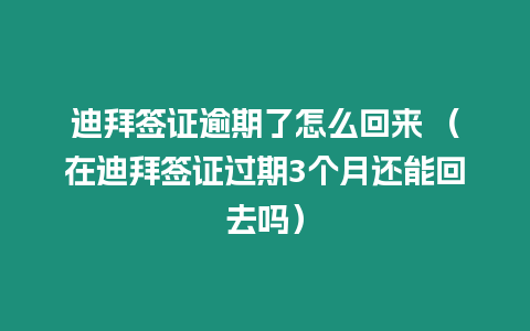 迪拜簽證逾期了怎么回來 （在迪拜簽證過期3個月還能回去嗎）