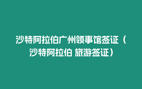 沙特阿拉伯廣州領(lǐng)事館簽證（沙特阿拉伯 旅游簽證）