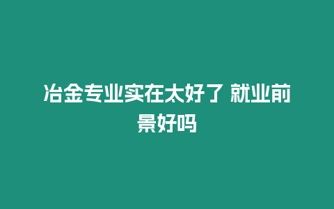 冶金專業實在太好了 就業前景好嗎