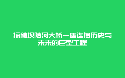 探秘壩陵河大橋一座連接歷史與未來的巨型工程