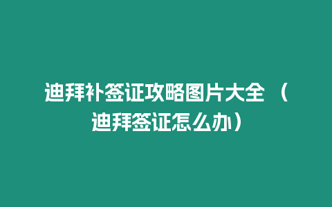 迪拜補簽證攻略圖片大全 （迪拜簽證怎么辦）