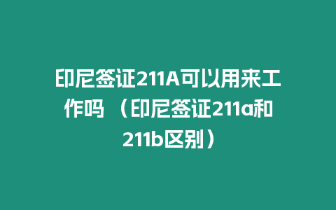 印尼簽證211A可以用來(lái)工作嗎 （印尼簽證211a和211b區(qū)別）