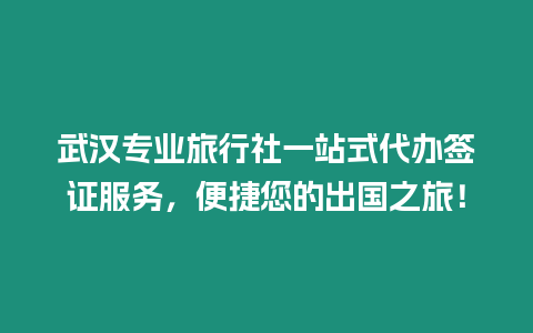 武漢專業旅行社一站式代辦簽證服務，便捷您的出國之旅！