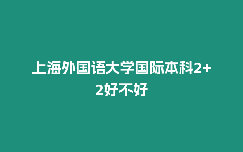 上海外國語大學國際本科2+2好不好