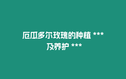 厄瓜多爾玫瑰的種植 *** 及養護 ***