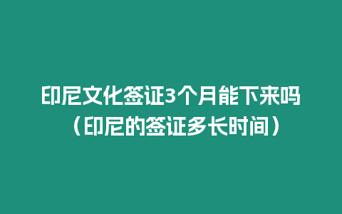 印尼文化簽證3個月能下來嗎（印尼的簽證多長時間）