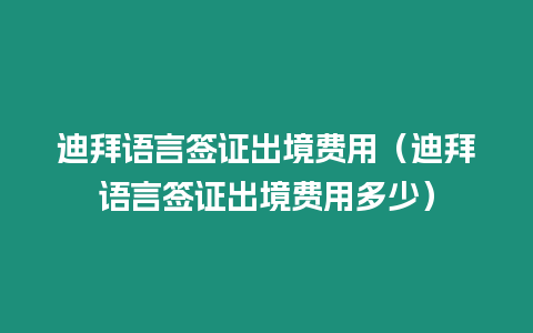 迪拜語言簽證出境費用（迪拜語言簽證出境費用多少）