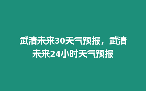 武清未來30天氣預(yù)報，武清未來24小時天氣預(yù)報