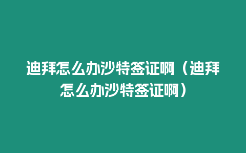 迪拜怎么辦沙特簽證啊（迪拜怎么辦沙特簽證啊）