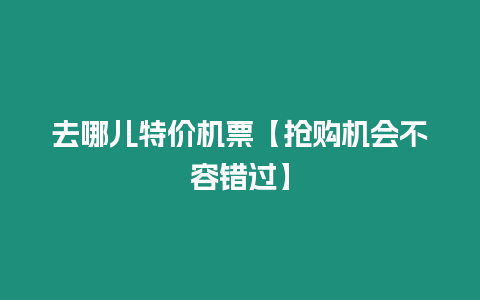 去哪兒特價機票【搶購機會不容錯過】