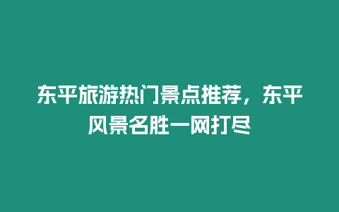 東平旅游熱門景點推薦，東平風景名勝一網打盡