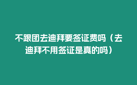 不跟團去迪拜要簽證費嗎（去迪拜不用簽證是真的嗎）