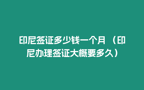 印尼簽證多少錢一個月 （印尼辦理簽證大概要多久）