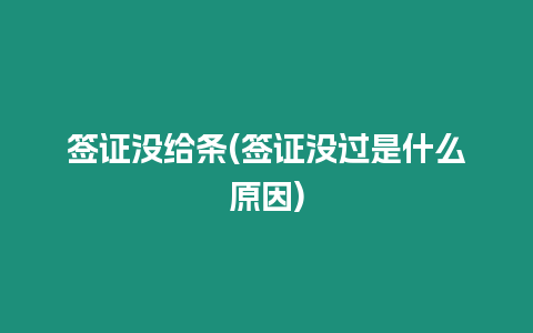 簽證沒給條(簽證沒過是什么原因)