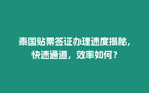 泰國貼票簽證辦理速度揭秘，快速通道，效率如何？