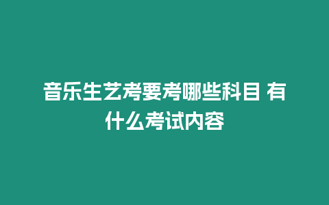 音樂生藝考要考哪些科目 有什么考試內容