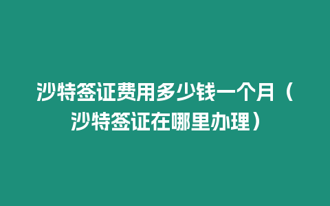 沙特簽證費用多少錢一個月（沙特簽證在哪里辦理）