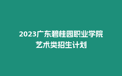 2023廣東碧桂園職業學院藝術類招生計劃