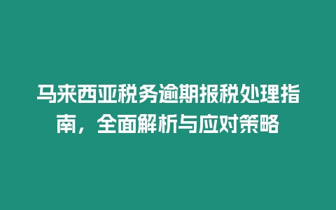 馬來西亞稅務逾期報稅處理指南，全面解析與應對策略