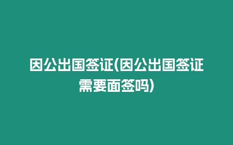 因公出國簽證(因公出國簽證需要面簽嗎)