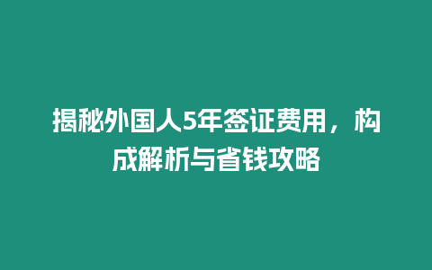 揭秘外國人5年簽證費用，構成解析與省錢攻略