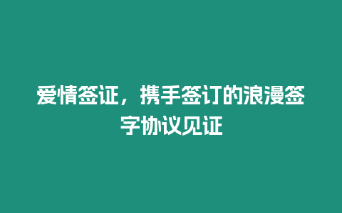 愛情簽證，攜手簽訂的浪漫簽字協議見證