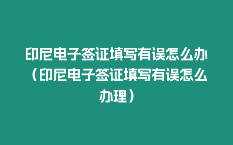 印尼電子簽證填寫有誤怎么辦（印尼電子簽證填寫有誤怎么辦理）