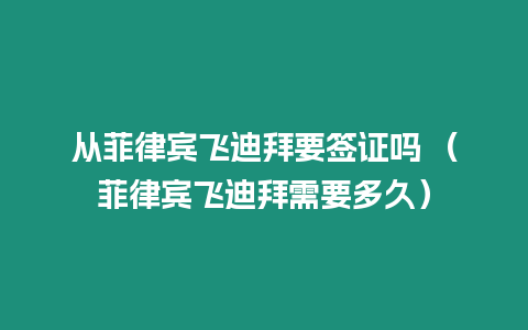 從菲律賓飛迪拜要簽證嗎 （菲律賓飛迪拜需要多久）