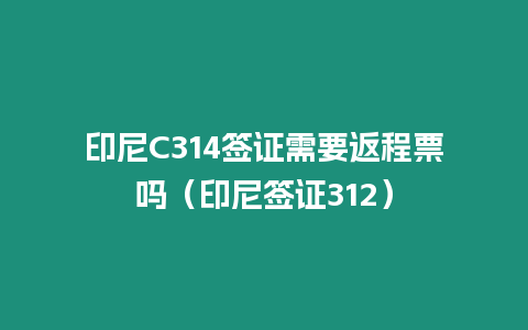 印尼C314簽證需要返程票嗎（印尼簽證312）