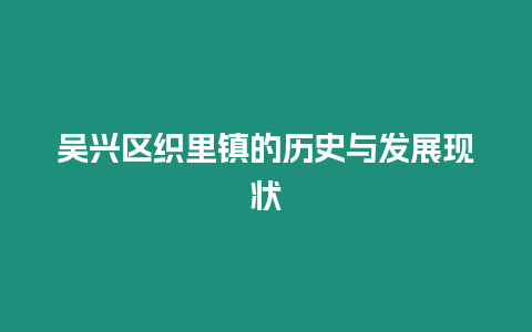 吳興區(qū)織里鎮(zhèn)的歷史與發(fā)展現(xiàn)狀