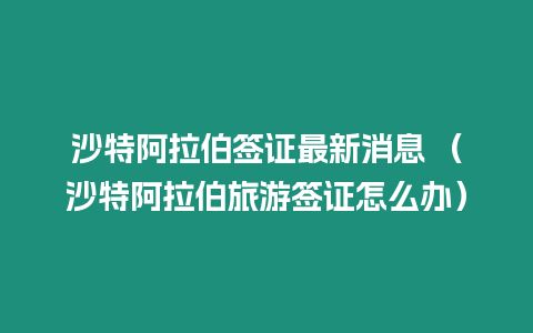 沙特阿拉伯簽證最新消息 （沙特阿拉伯旅游簽證怎么辦）