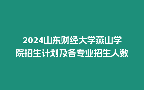 2024山東財經大學燕山學院招生計劃及各專業招生人數