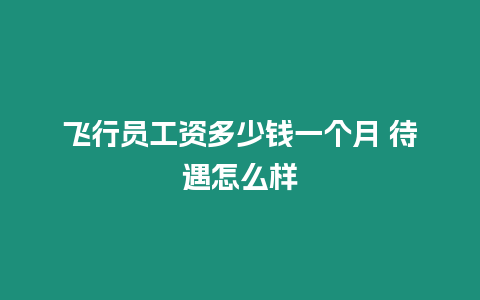 飛行員工資多少錢一個(gè)月 待遇怎么樣