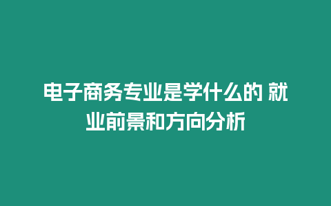 電子商務專業(yè)是學什么的 就業(yè)前景和方向分析