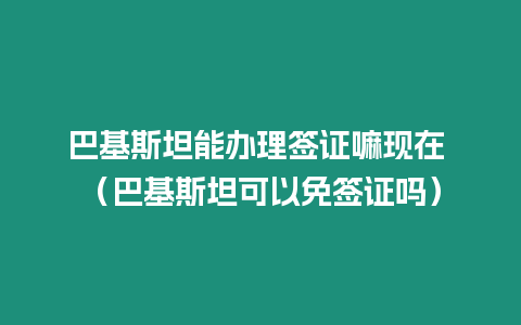 巴基斯坦能辦理簽證嘛現在 （巴基斯坦可以免簽證嗎）