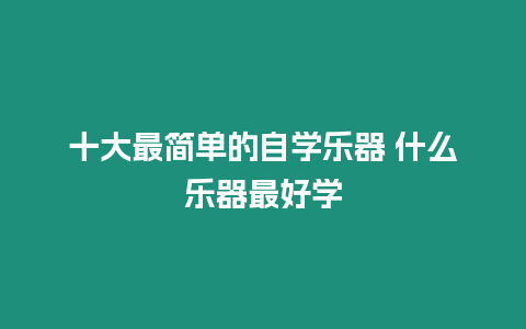 十大最簡單的自學樂器 什么樂器最好學