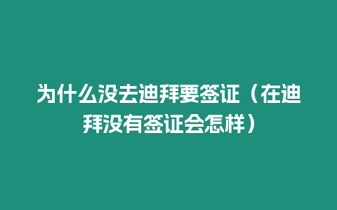 為什么沒去迪拜要簽證（在迪拜沒有簽證會怎樣）