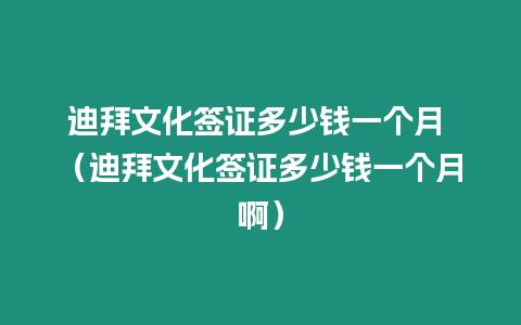 迪拜文化簽證多少錢一個月 （迪拜文化簽證多少錢一個月啊）