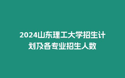 2024山東理工大學招生計劃及各專業招生人數