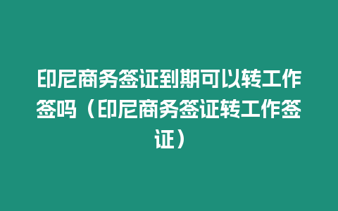 印尼商務簽證到期可以轉工作簽嗎（印尼商務簽證轉工作簽證）