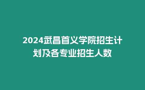 2024武昌首義學(xué)院招生計(jì)劃及各專業(yè)招生人數(shù)