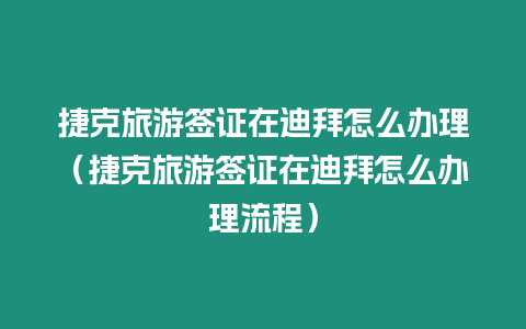 捷克旅游簽證在迪拜怎么辦理（捷克旅游簽證在迪拜怎么辦理流程）