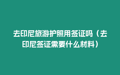 去印尼旅游護照用簽證嗎（去印尼簽證需要什么材料）