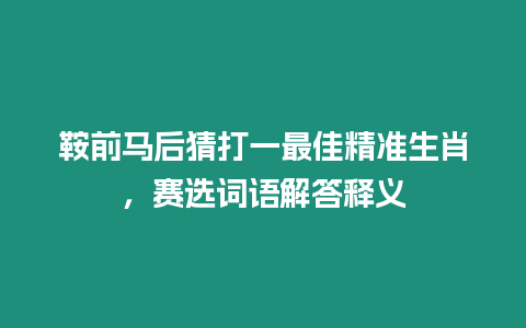 鞍前馬后猜打一最佳精準生肖，賽選詞語解答釋義