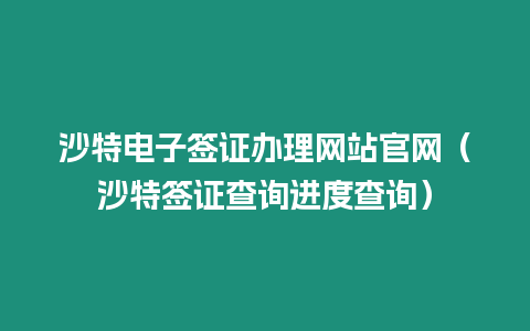 沙特電子簽證辦理網站官網（沙特簽證查詢進度查詢）