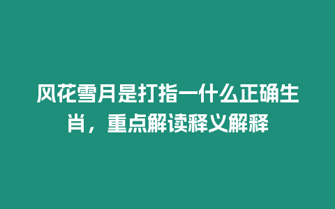 風花雪月是打指一什么正確生肖，重點解讀釋義解釋