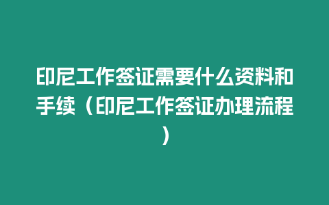 印尼工作簽證需要什么資料和手續(xù)（印尼工作簽證辦理流程）