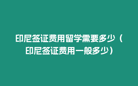 印尼簽證費用留學需要多少（印尼簽證費用一般多少）